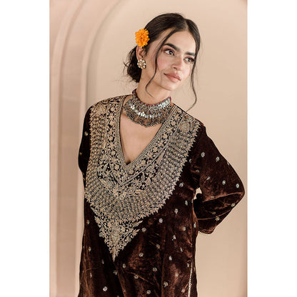 Gulabo Jaipur Chitra Kurta and Pant-Brown (Set of 2)