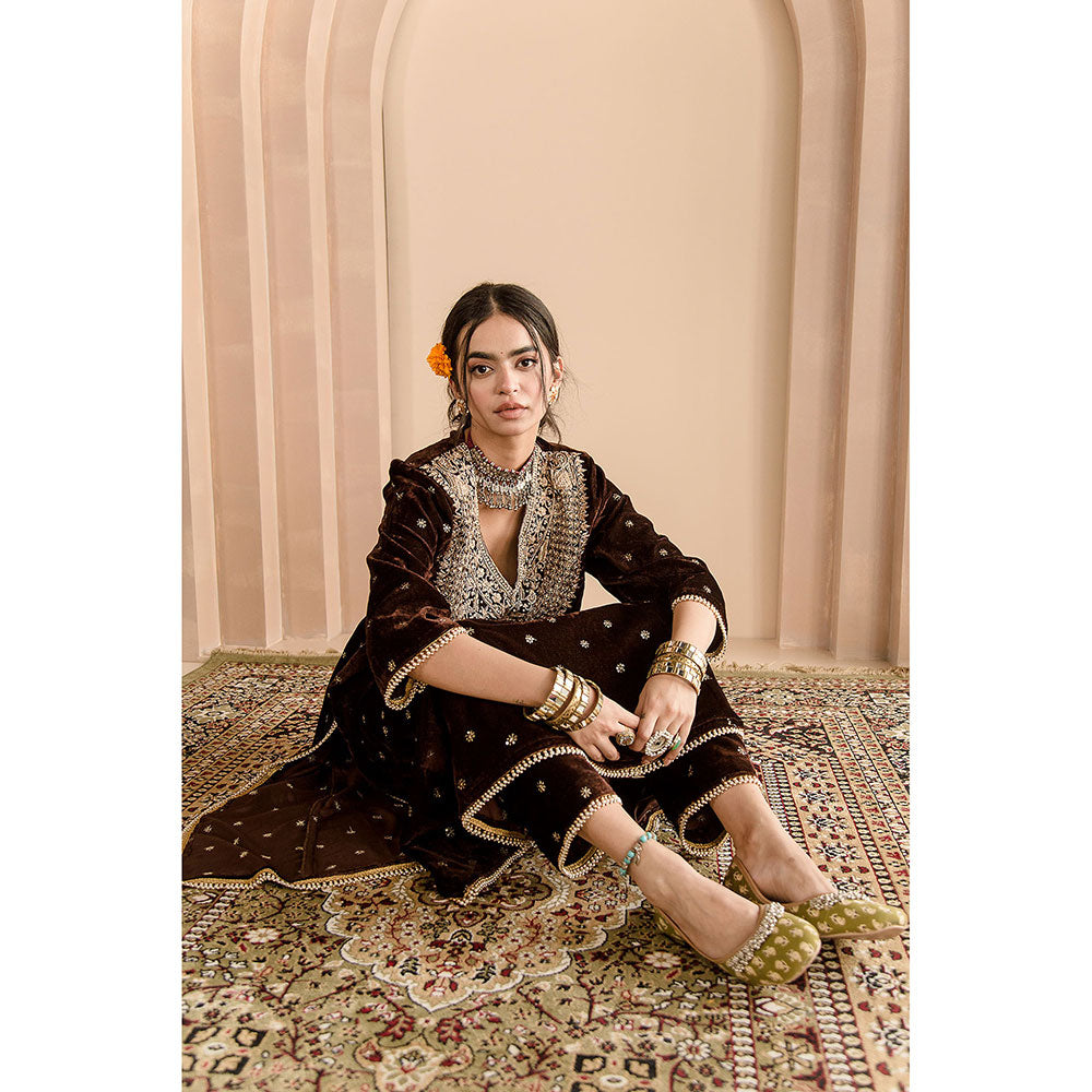 Gulabo Jaipur Chitra Kurta and Pant-Brown (Set of 2)