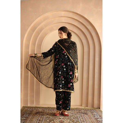 Gulabo Jaipur Chaya Kurta and Pant-Black (Set of 3)