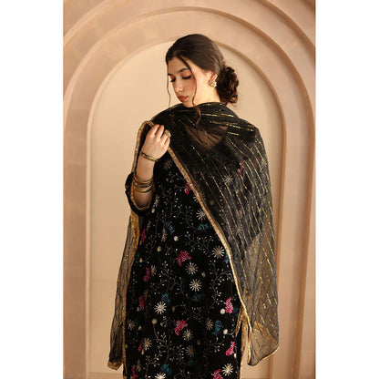 Gulabo Jaipur Chaya Kurta and Pant-Black (Set of 3)