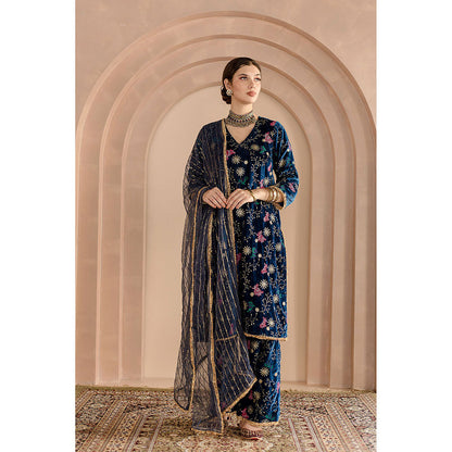 Gulabo Jaipur Chaya Kurta and Pant-Blue (Set of 3)
