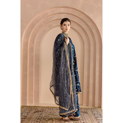 Gulabo Jaipur Chaya Kurta and Pant-Blue (Set of 3)