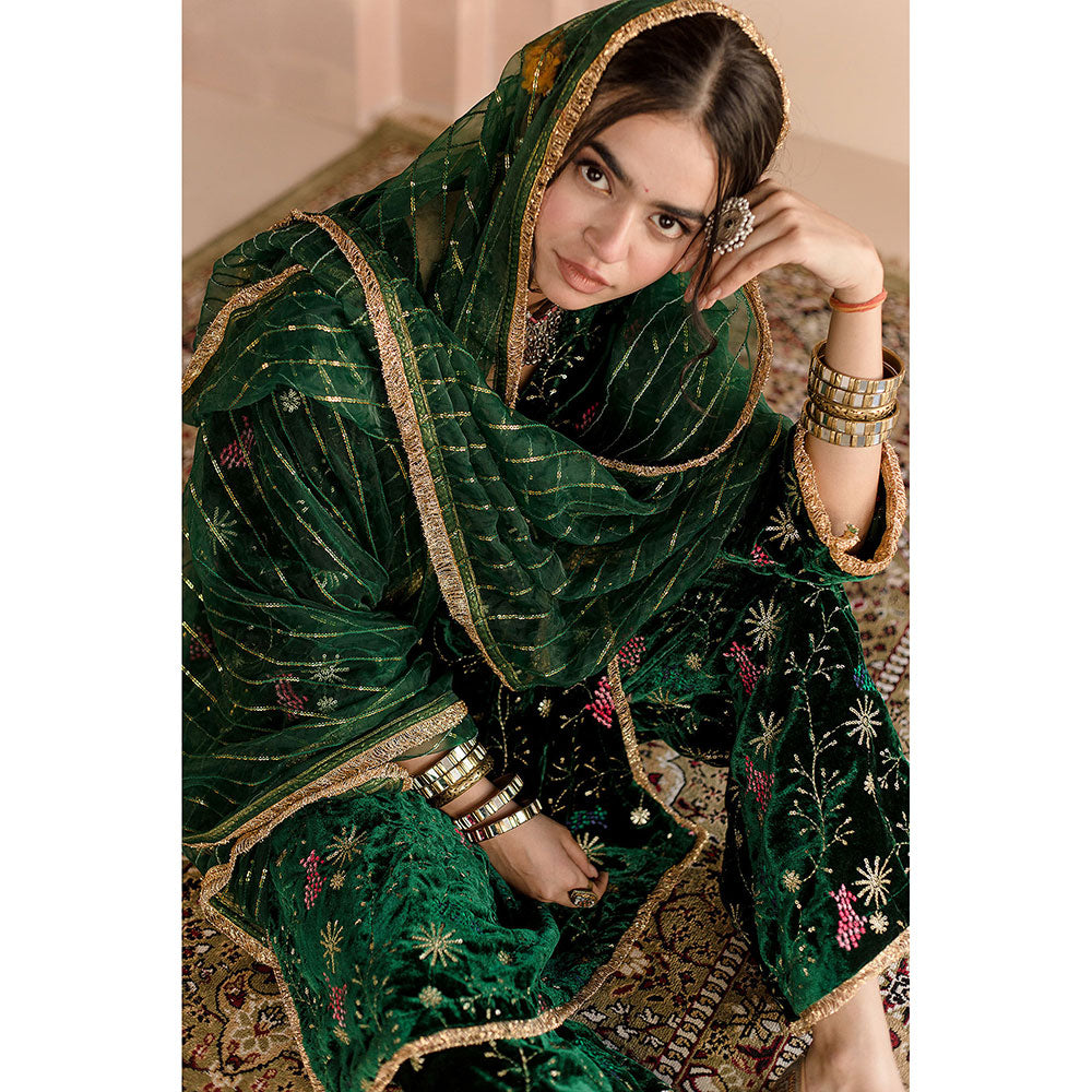 Gulabo Jaipur Chaya Kurta and Pant-Green (Set of 3)