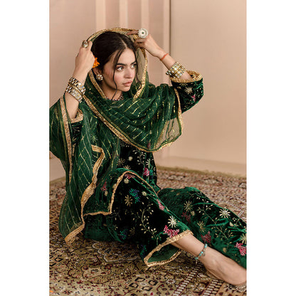 Gulabo Jaipur Chaya Kurta and Pant-Green (Set of 3)