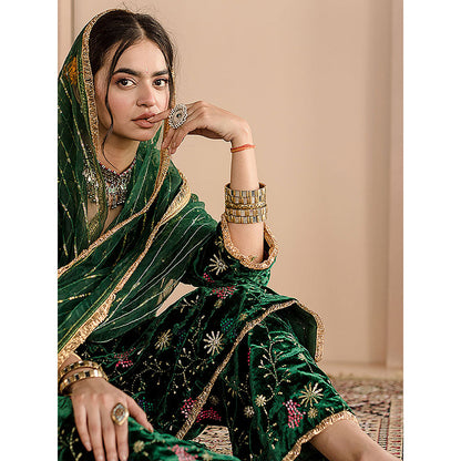 Gulabo Jaipur Chaya Kurta and Pant-Green (Set of 3)