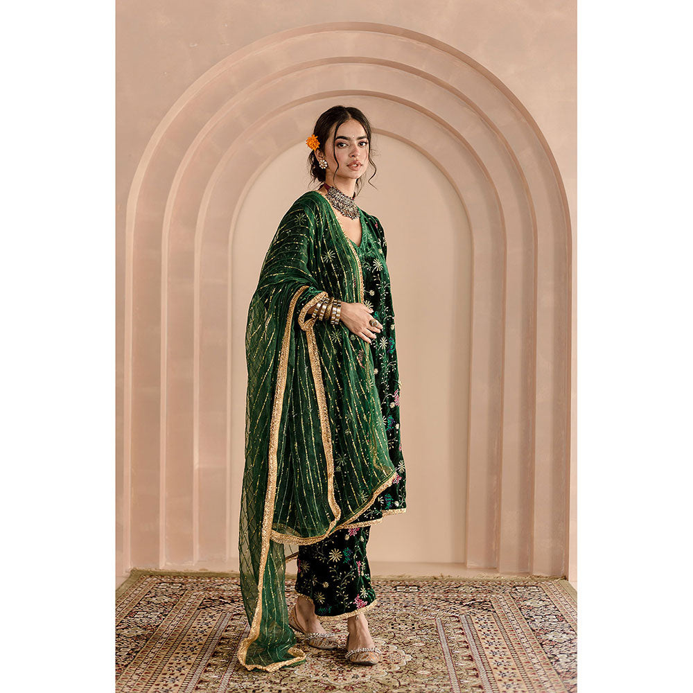 Gulabo Jaipur Chaya Kurta and Pant-Green (Set of 3)