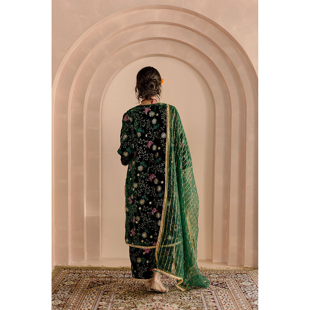 Gulabo Jaipur Chaya Kurta and Pant-Green (Set of 3)