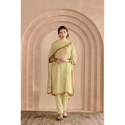 Gulabo Jaipur Shama Kurta and Pant-Green (Set of 3)