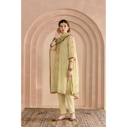 Gulabo Jaipur Shama Kurta and Pant-Green (Set of 3)