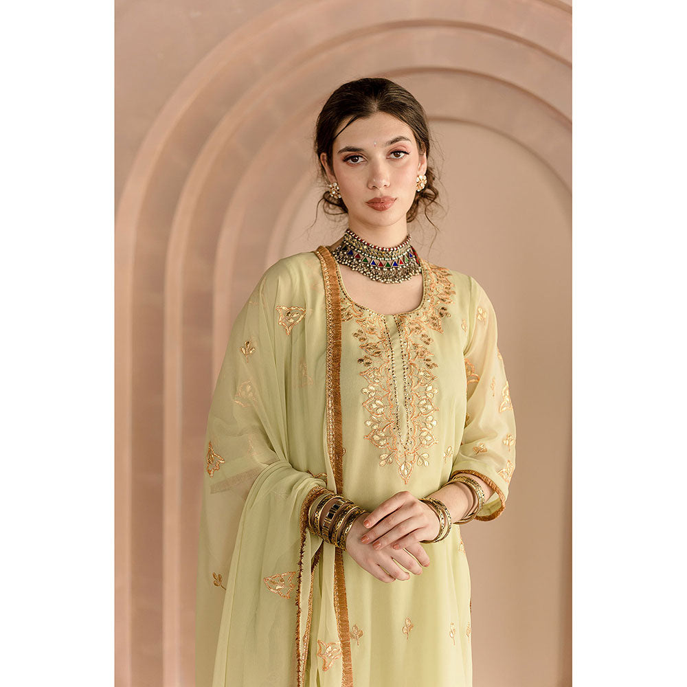 Gulabo Jaipur Shama Kurta and Pant-Green (Set of 3)