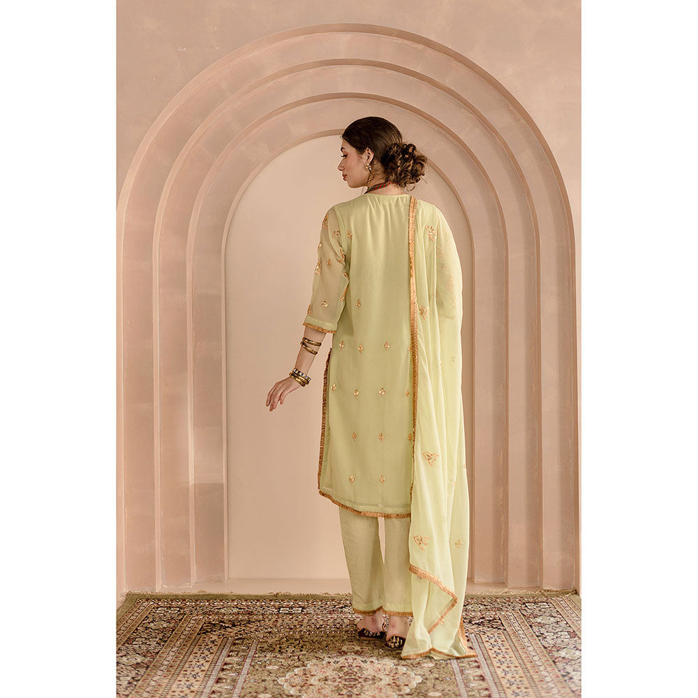 Gulabo Jaipur Shama Kurta and Pant-Green (Set of 3)
