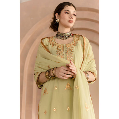 Gulabo Jaipur Shama Kurta and Pant-Green (Set of 3)