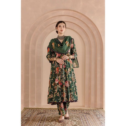 Gulabo Jaipur Shaila Anarkali-Pant with Dupatta-Green (Set of 3)