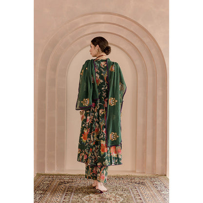 Gulabo Jaipur Shaila Anarkali-Pant with Dupatta-Green (Set of 3)