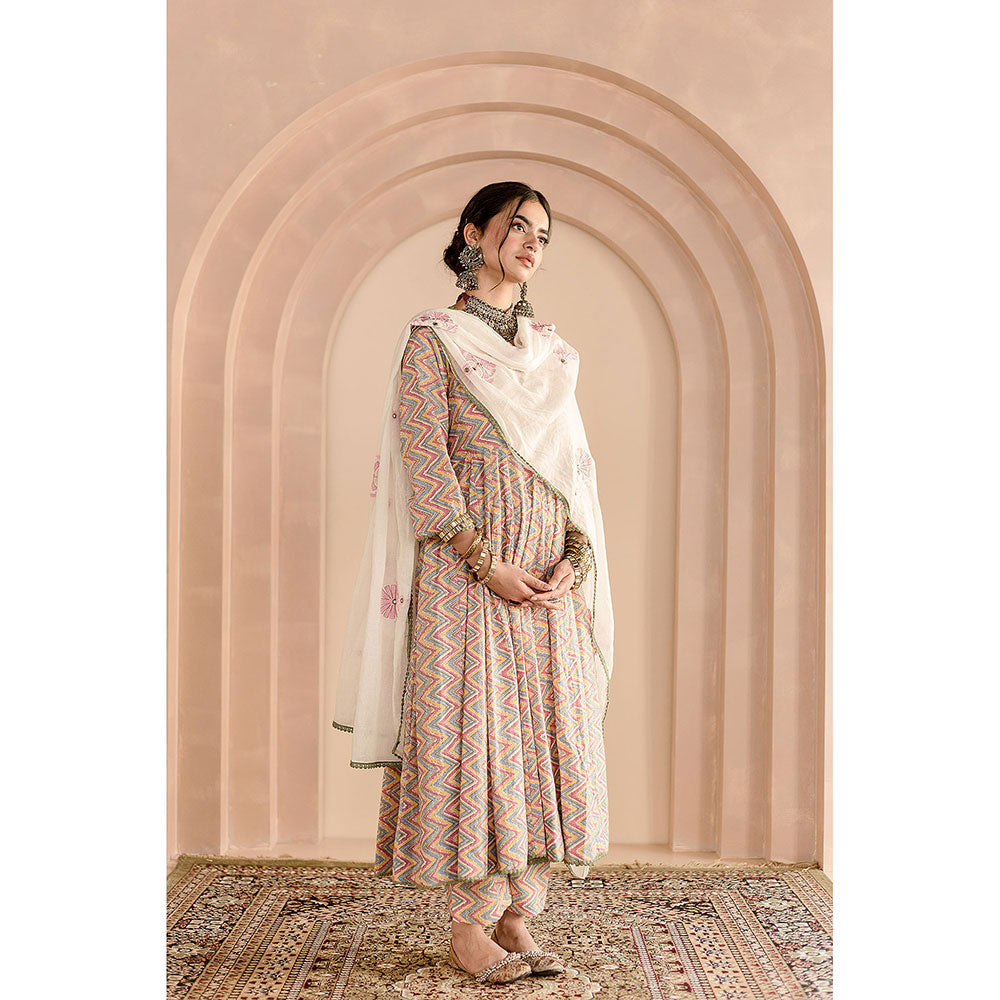 Gulabo Jaipur Shaila Anarkali-Pant with Dupatta-Multi-Color (Set of 3)
