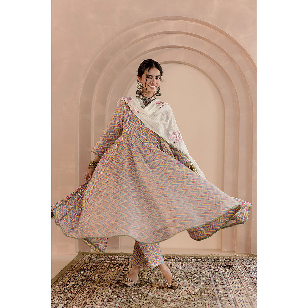 Gulabo Jaipur Shaila Anarkali-Pant with Dupatta-Multi-Color (Set of 3)