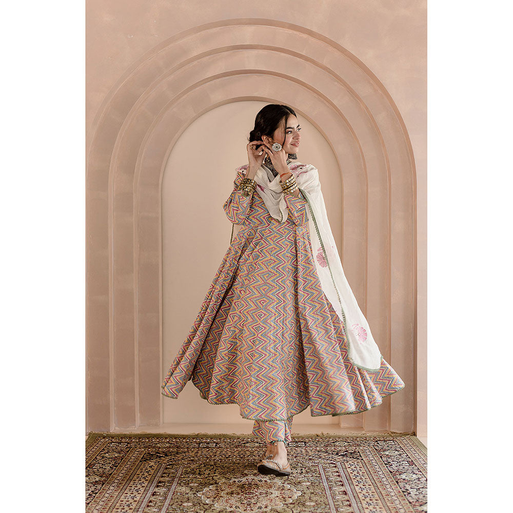 Gulabo Jaipur Shaila Anarkali-Pant with Dupatta-Multi-Color (Set of 3)