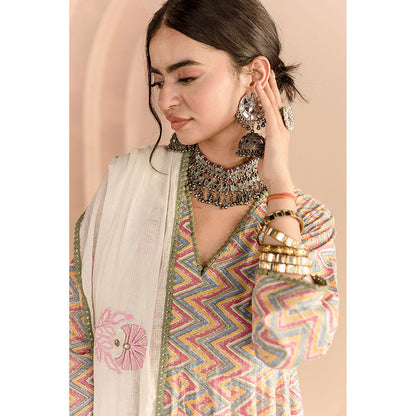 Gulabo Jaipur Shaila Anarkali-Pant with Dupatta-Multi-Color (Set of 3)