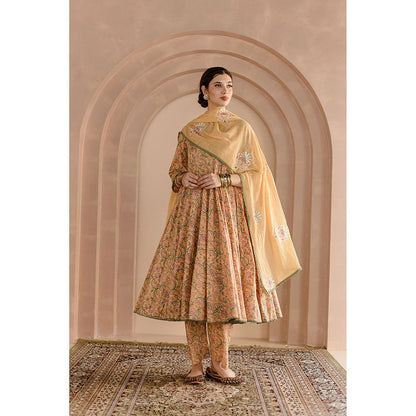 Gulabo Jaipur Shaila Anarkali-Pant with Dupatta-Yellow (Set of 3)