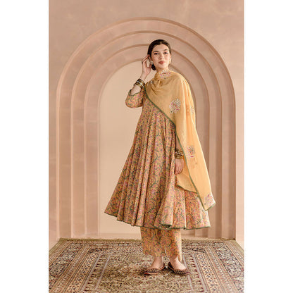 Gulabo Jaipur Shaila Anarkali-Pant with Dupatta-Yellow (Set of 3)