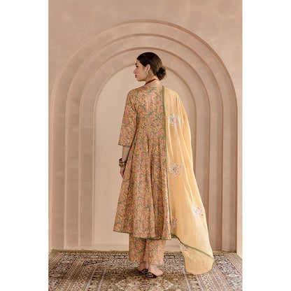 Gulabo Jaipur Shaila Anarkali-Pant with Dupatta-Yellow (Set of 3)