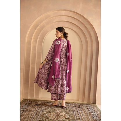 Gulabo Jaipur Shaila Anarkali-Pant with Dupatta-Purple (Set of 3)