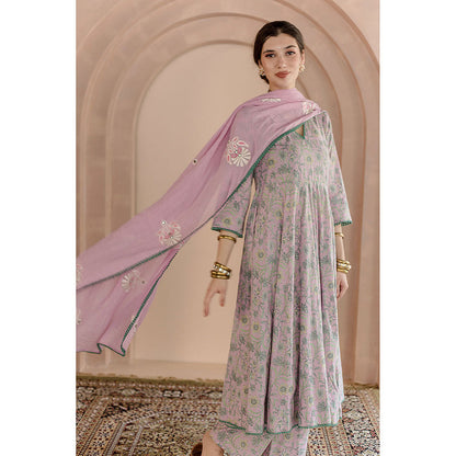 Gulabo Jaipur Shaila Anarkali-Pant with Dupatta-Pink (Set of 3)