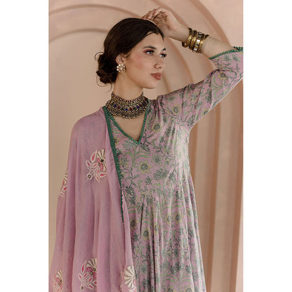Gulabo Jaipur Shaila Anarkali-Pant with Dupatta-Pink (Set of 3)