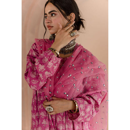 Gulabo Jaipur Shriya Anarkali-Pant with Dupatta-Pink (Set of 3)