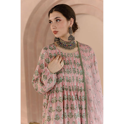 Gulabo Jaipur Shriya Anarkali-Pant with Dupatta-Peach (Set of 3)