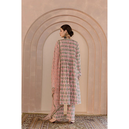 Gulabo Jaipur Shriya Anarkali-Pant with Dupatta-Peach (Set of 3)