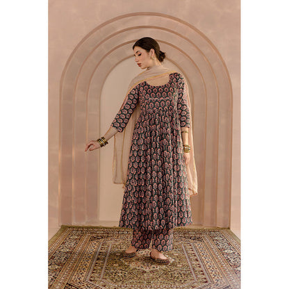 Gulabo Jaipur Shubha Anarkali-Pant with Dupatta-Green (Set of 3)
