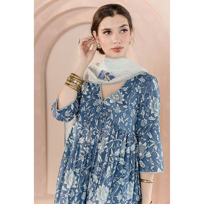 Gulabo Jaipur Sparrow Anarkali-Pant with Dupatta-Blue (Set of 3)