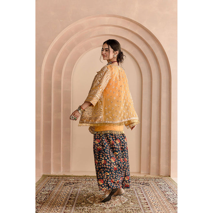 Gulabo Jaipur Sheetal Jacket-Palazzo with Top and Inner-Yellow (Set of 4)