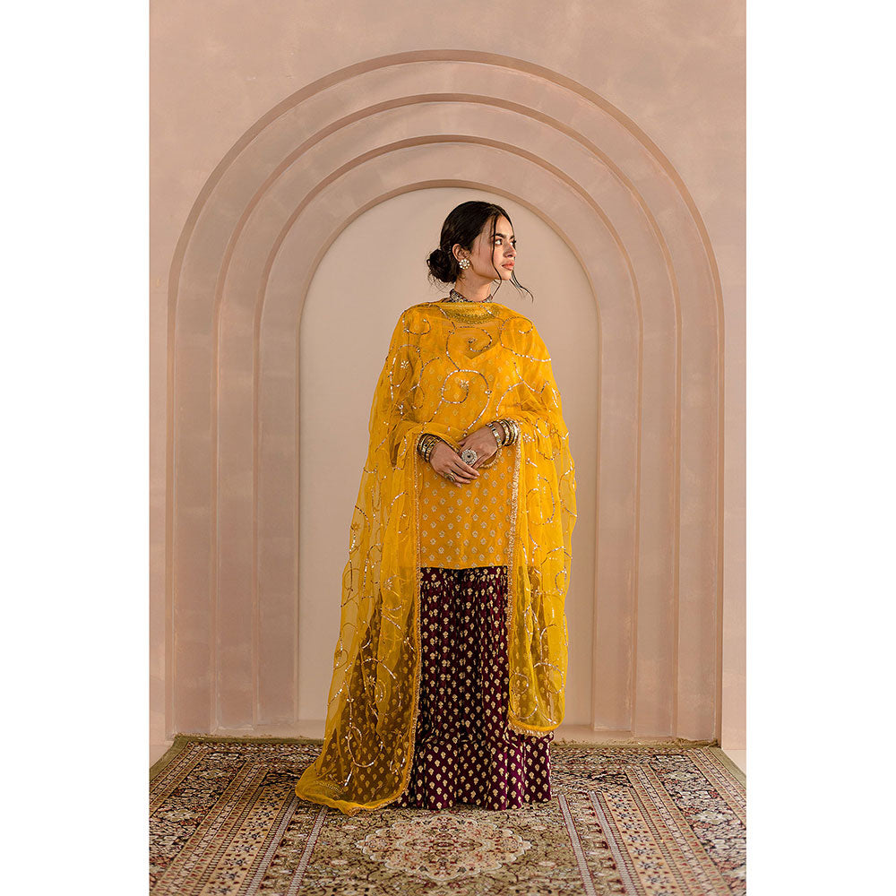 Gulabo Jaipur Zeba Kurti and Sharara-Yellow (Set of 3)