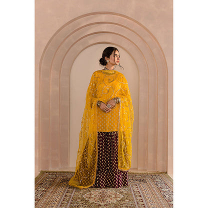 Gulabo Jaipur Zeba Kurti and Sharara-Yellow (Set of 3)