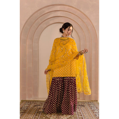 Gulabo Jaipur Zeba Kurti and Sharara-Yellow (Set of 3)