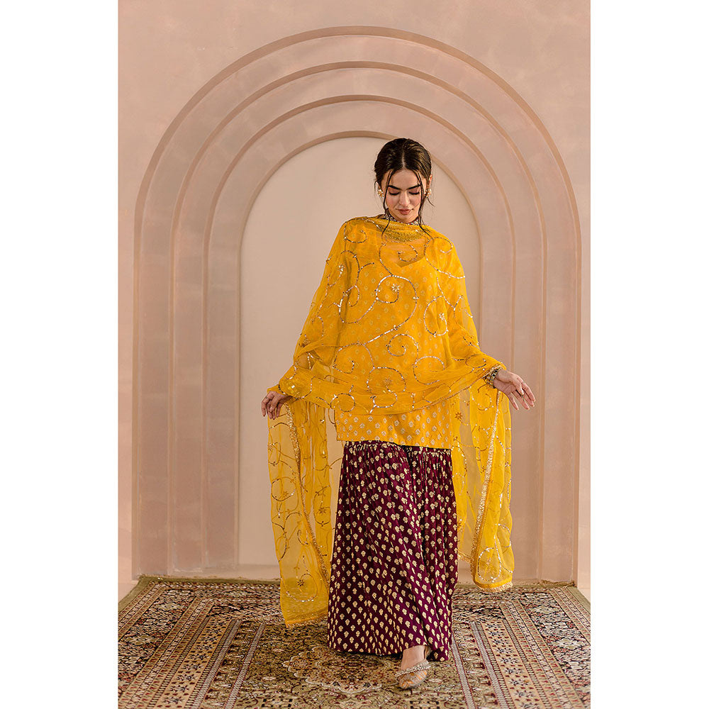 Gulabo Jaipur Zeba Kurti and Sharara-Yellow (Set of 3)