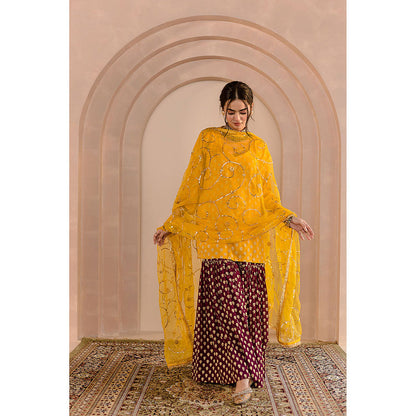 Gulabo Jaipur Zeba Kurti and Sharara-Yellow (Set of 3)