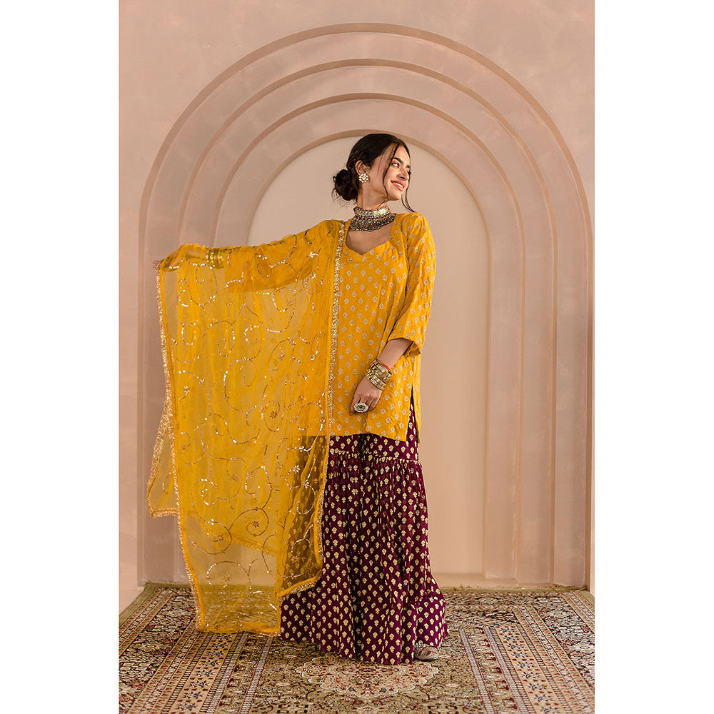 Gulabo Jaipur Zeba Kurti and Sharara-Yellow (Set of 3)