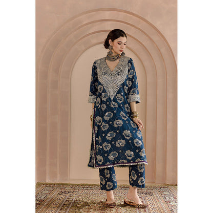 Gulabo Jaipur Neela Kurta and Pant-Indigo (Set of 3)