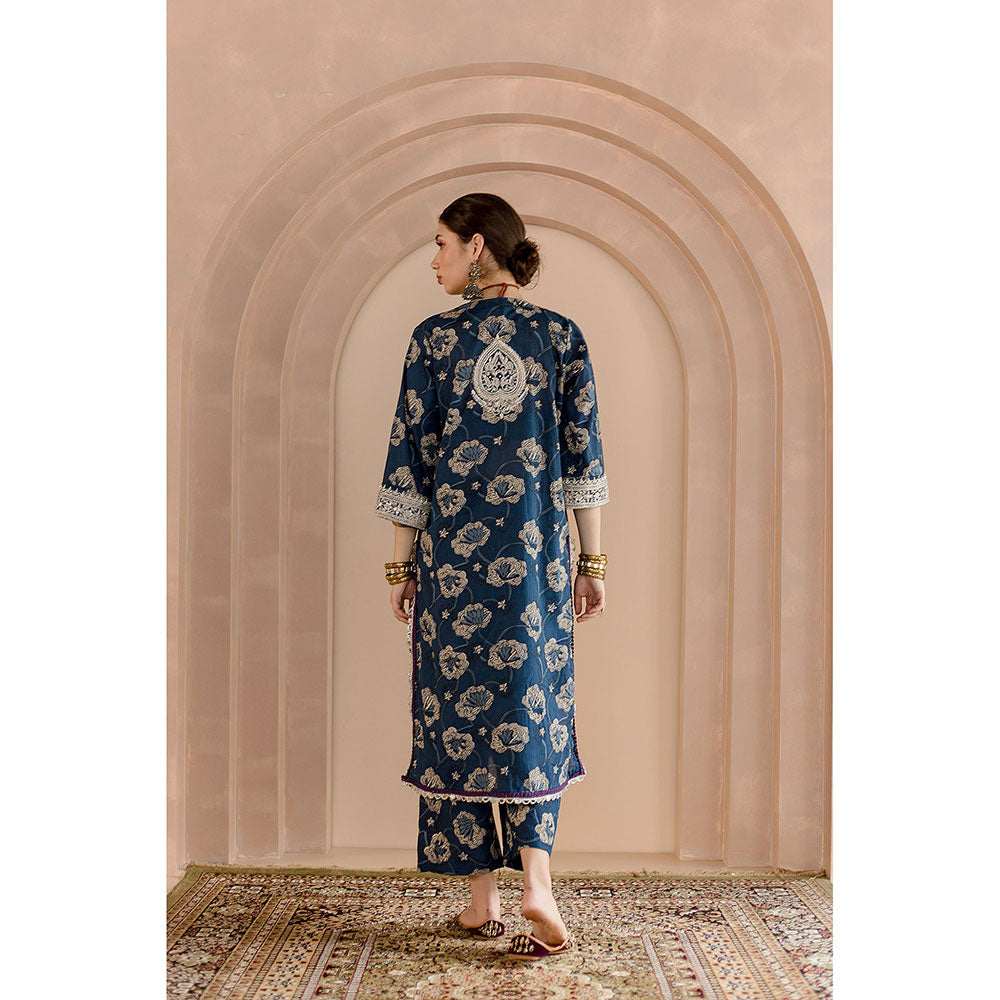 Gulabo Jaipur Neela Kurta and Pant-Indigo (Set of 3)