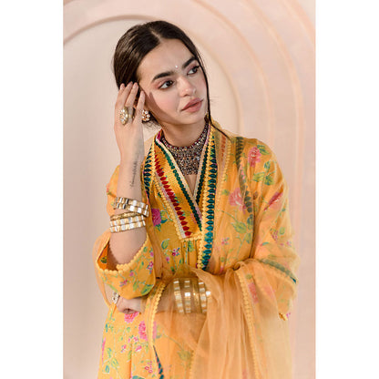 Gulabo Jaipur Tanvi Kurta and Pant-Yellow (Set of 3)