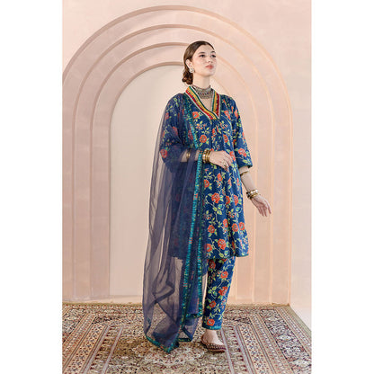 Gulabo Jaipur Tanvi Kurta and Pant-Blue (Set of 3)