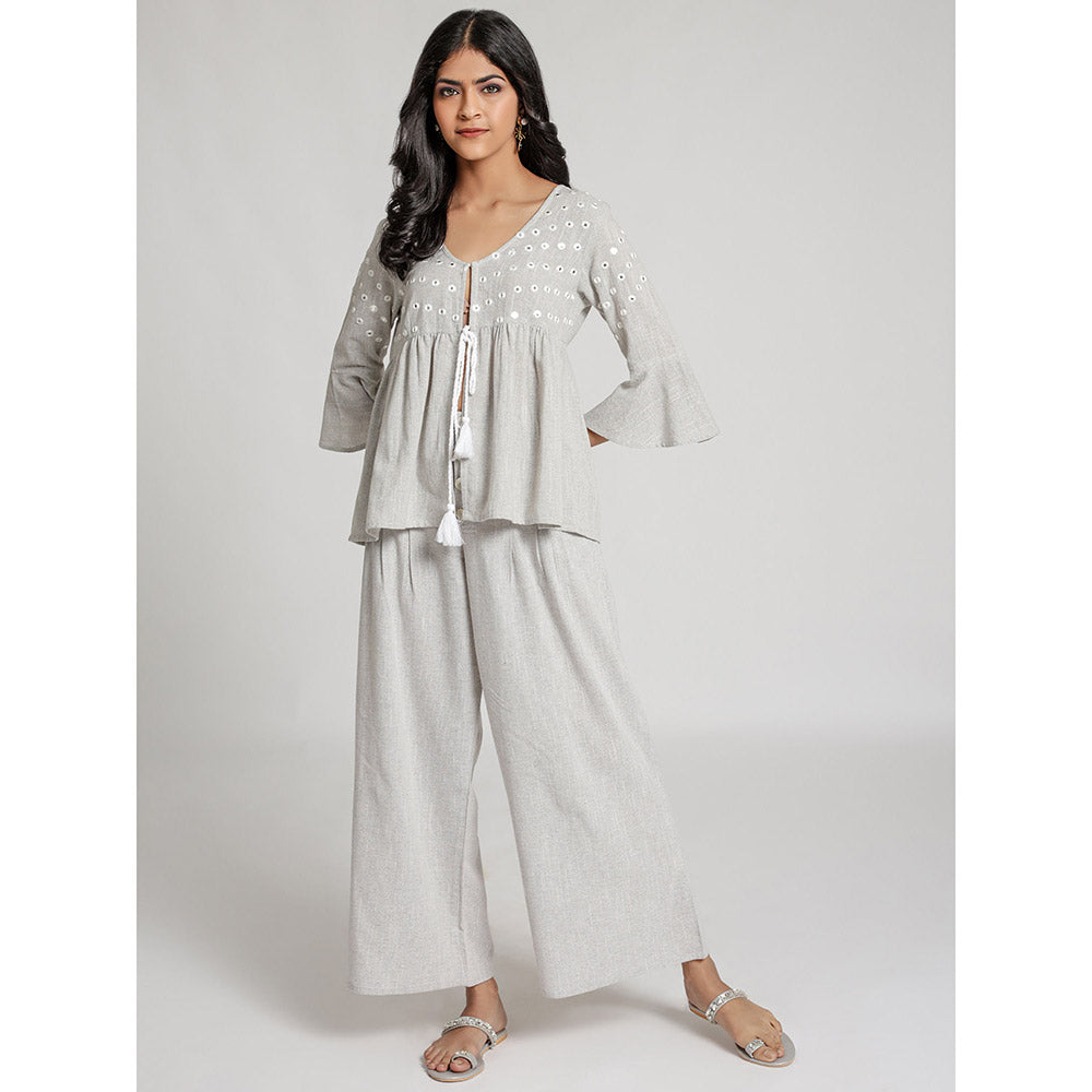 Gulaal Grey Birch Top & Pant (Set of 2)