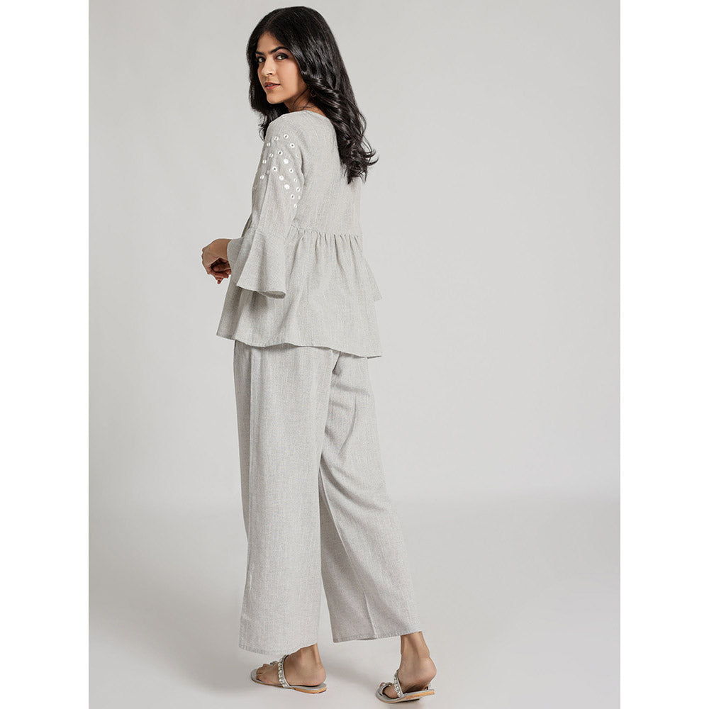 Gulaal Grey Birch Top & Pant (Set of 2)