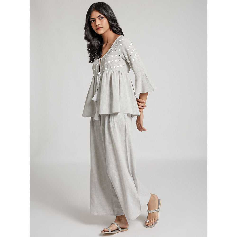 Gulaal Grey Birch Top & Pant (Set of 2)