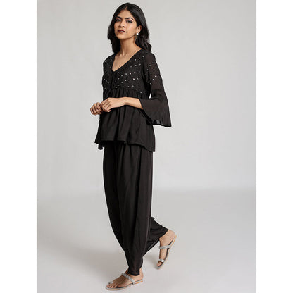 Gulaal Black Mrigakshi Top & Pant (Set of 2)