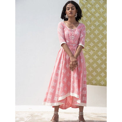 Gulaal Pink Zari Print High-Low Dress