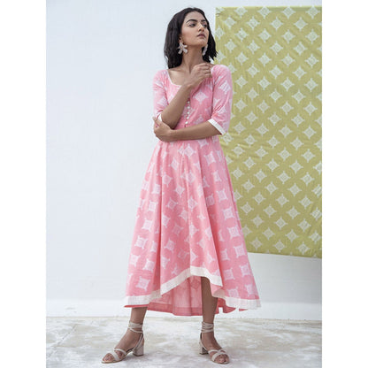 Gulaal Pink Zari Print High-Low Dress